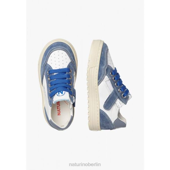 de Naturino Kinder Ariton-Reißverschluss. Sneakers aus Leder und Wildleder weiß Blau 822X497