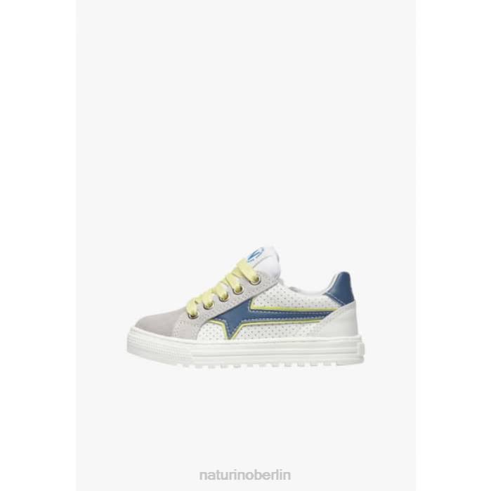 de Naturino Kinder Blitz-Reißverschluss. Sneakers aus Leder und Wildleder grau-fluogrün 822X387