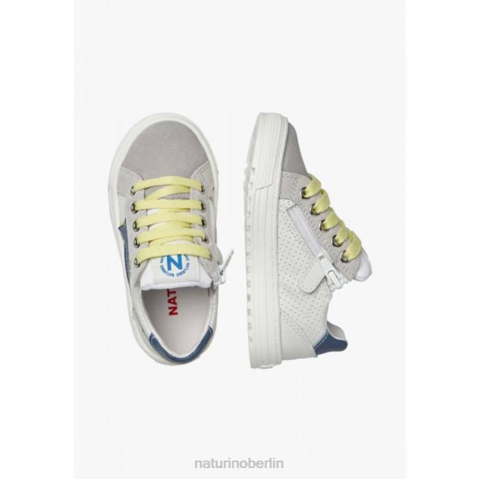 de Naturino Kinder Blitz-Reißverschluss. Sneakers aus Leder und Wildleder grau-fluogrün 822X387