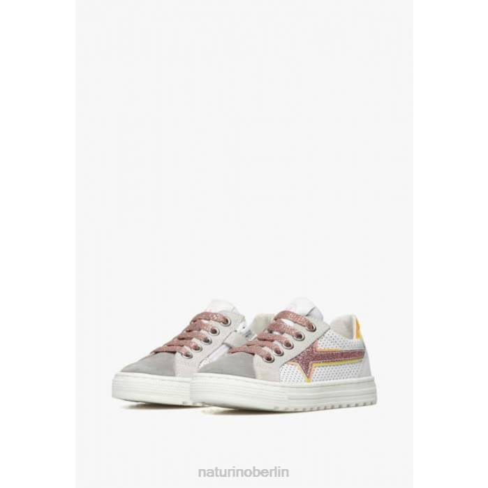 de Naturino Kinder Blitz-Reißverschluss. Sneakers aus Leder und Wildleder grau-rosa 822X423