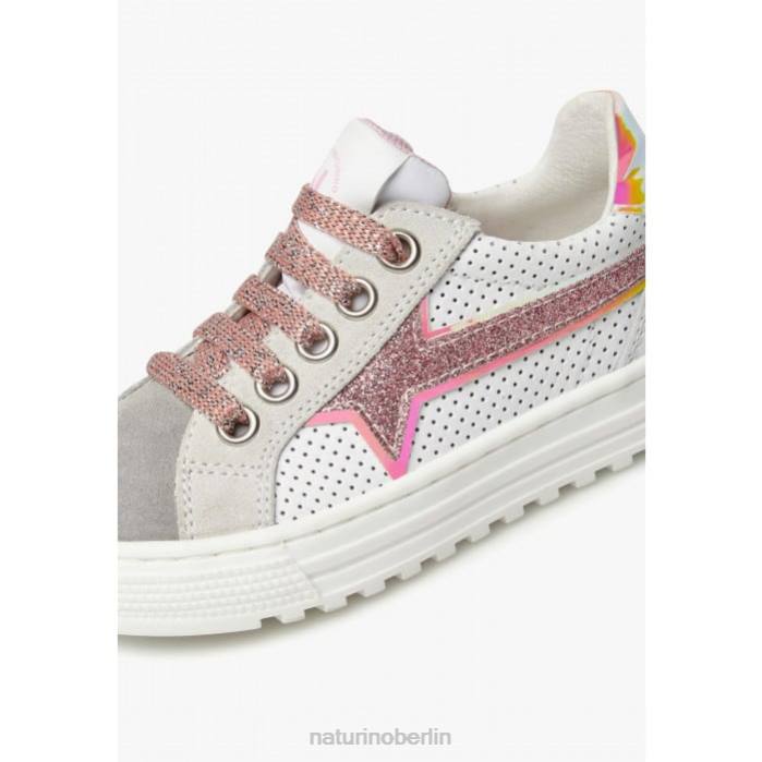 de Naturino Kinder Blitz-Reißverschluss. Sneakers aus Leder und Wildleder grau-rosa 822X423