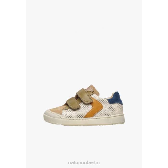 de Naturino Kinder Clarendon vl Sneakers aus perforiertem Nappaleder und Wildleder Cognac-Dunkelgrün 822X488