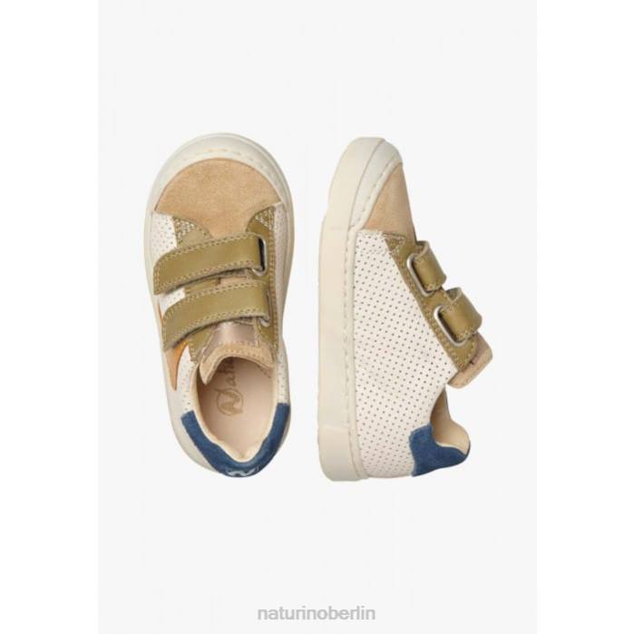 de Naturino Kinder Clarendon vl Sneakers aus perforiertem Nappaleder und Wildleder Cognac-Dunkelgrün 822X488