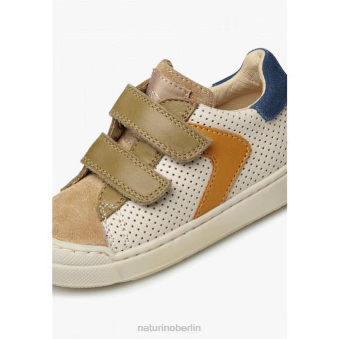 de Naturino Kinder Clarendon vl Sneakers aus perforiertem Nappaleder und Wildleder Cognac-Dunkelgrün 822X488