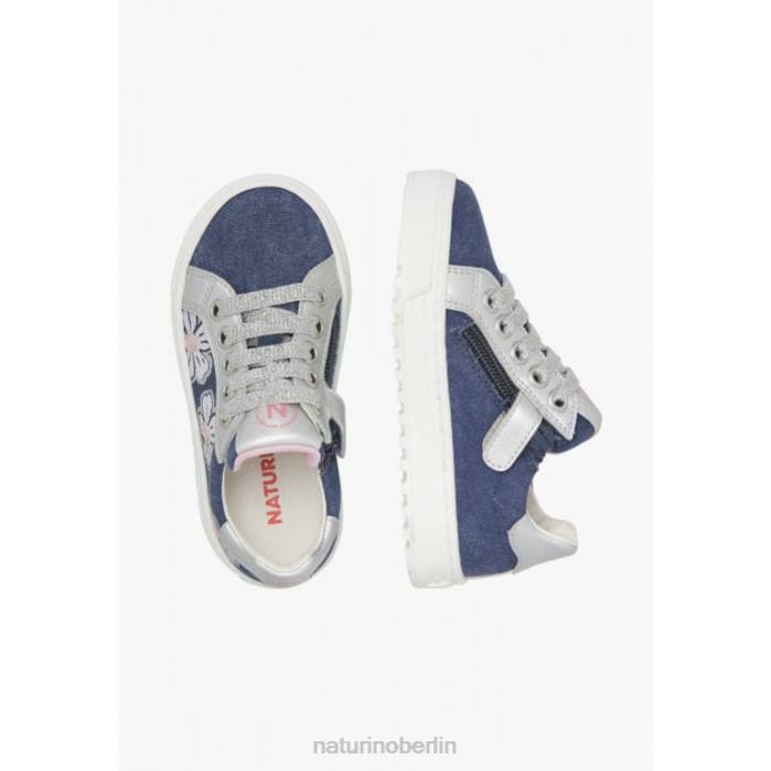 de Naturino Kinder Coris 2 Reißverschluss. Sneakers aus Leder und Stoff himmelblau-silber 822X402