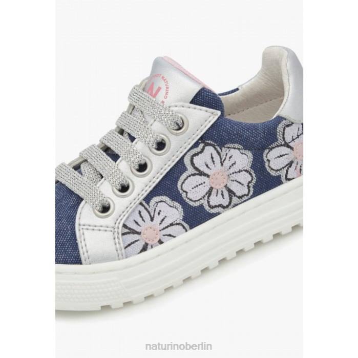 de Naturino Kinder Coris 2 Reißverschluss. Sneakers aus Leder und Stoff himmelblau-silber 822X402