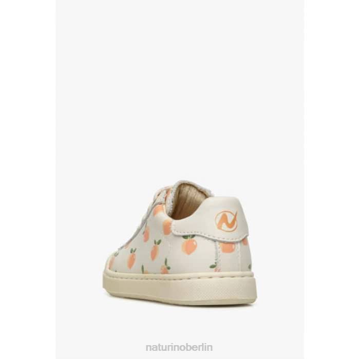de Naturino Kinder Eindhoven-Reißverschluss Ledersneaker mit Aprikosen-Print Creme 822X403