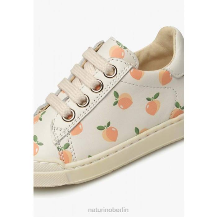 de Naturino Kinder Eindhoven-Reißverschluss Ledersneaker mit Aprikosen-Print Creme 822X403