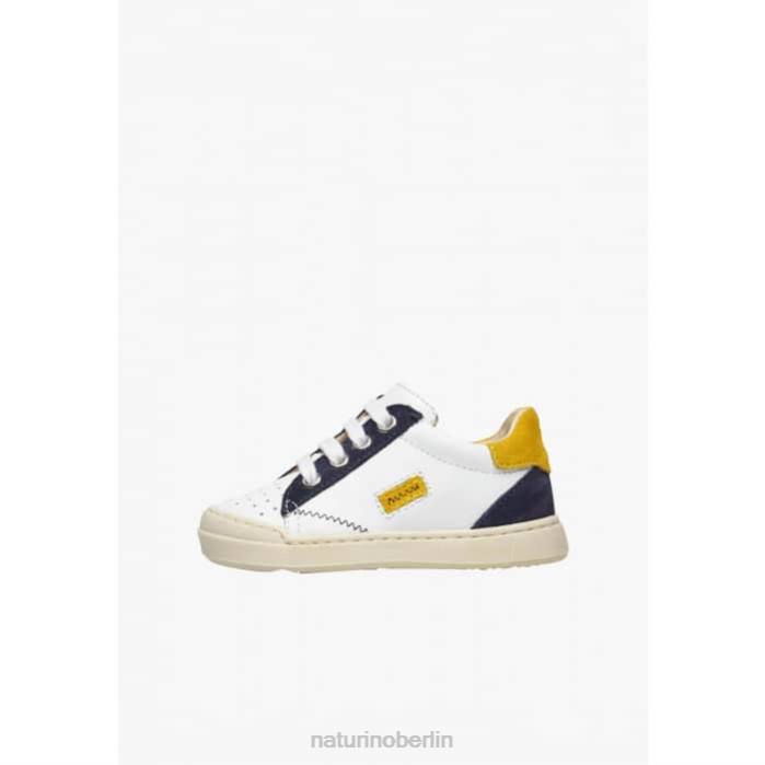 de Naturino Kinder Faluk-Reißverschluss Sneakers aus Leder und Wildleder weiß Blau 822X476
