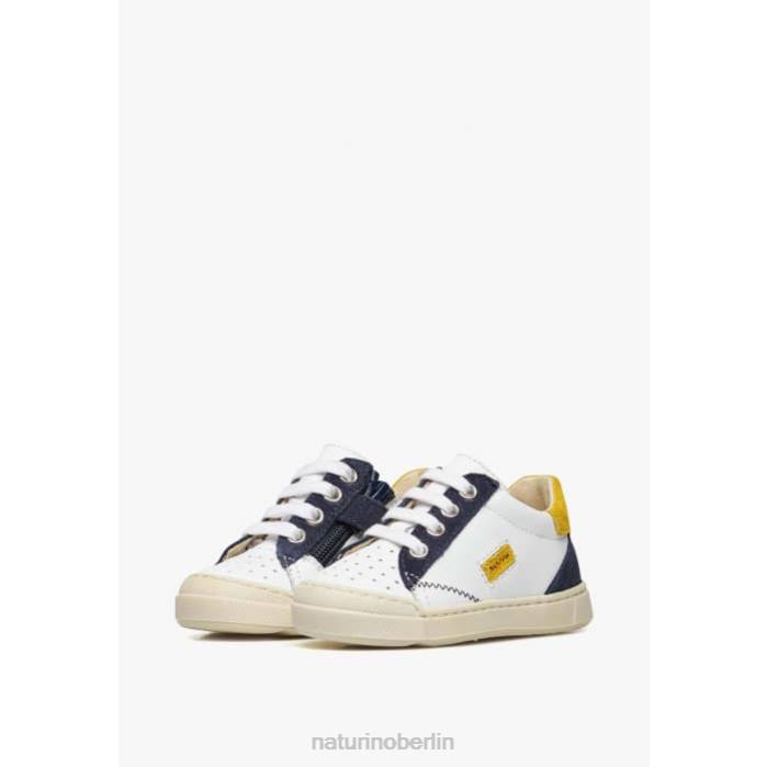 de Naturino Kinder Faluk-Reißverschluss Sneakers aus Leder und Wildleder weiß Blau 822X476