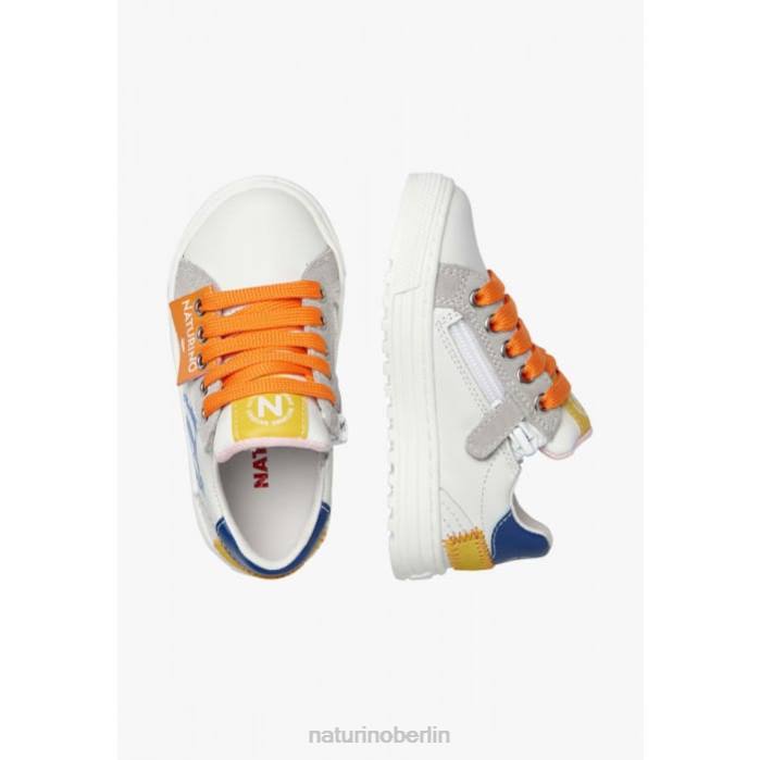 de Naturino Kinder Hess Arrow Reißverschluss. Sneakers aus Leder und Wildleder weiß-hellblau 822X473