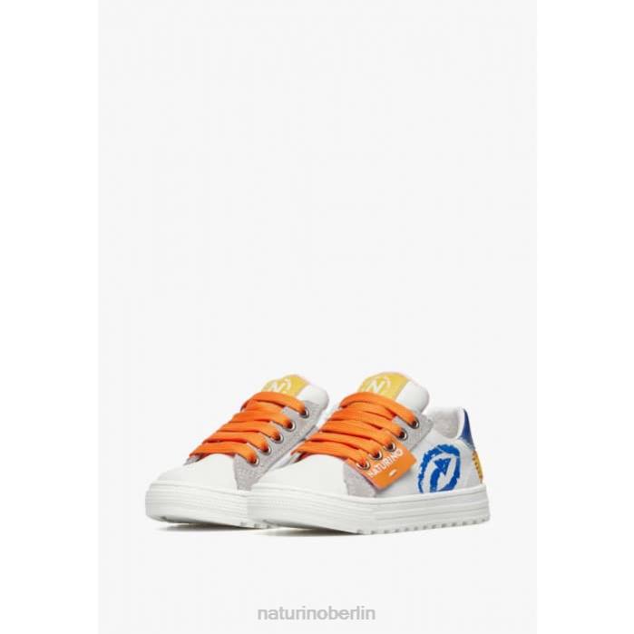 de Naturino Kinder Hess Arrow Reißverschluss. Sneakers aus Leder und Wildleder weiß-hellblau 822X473