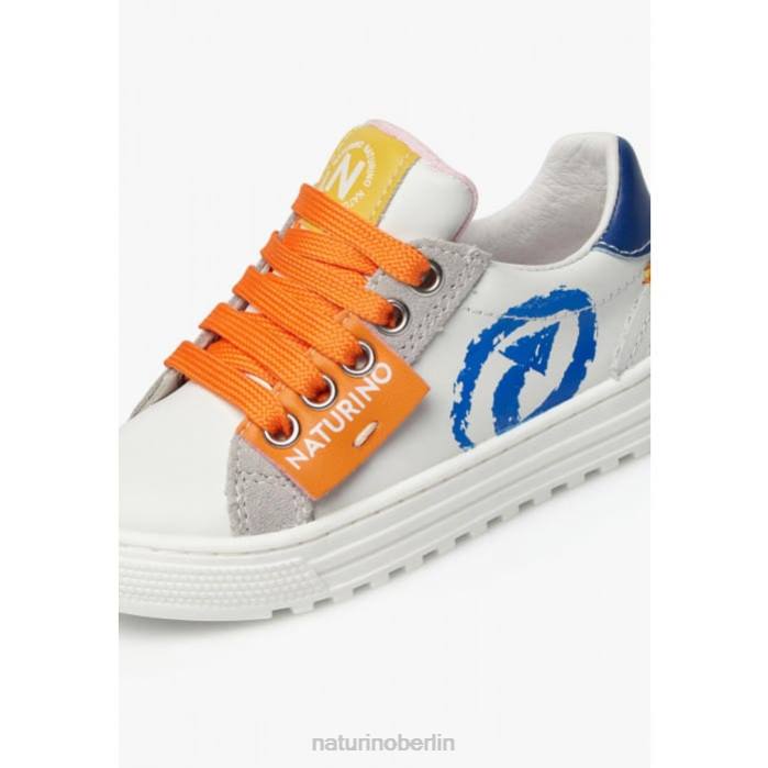 de Naturino Kinder Hess Arrow Reißverschluss. Sneakers aus Leder und Wildleder weiß-hellblau 822X473