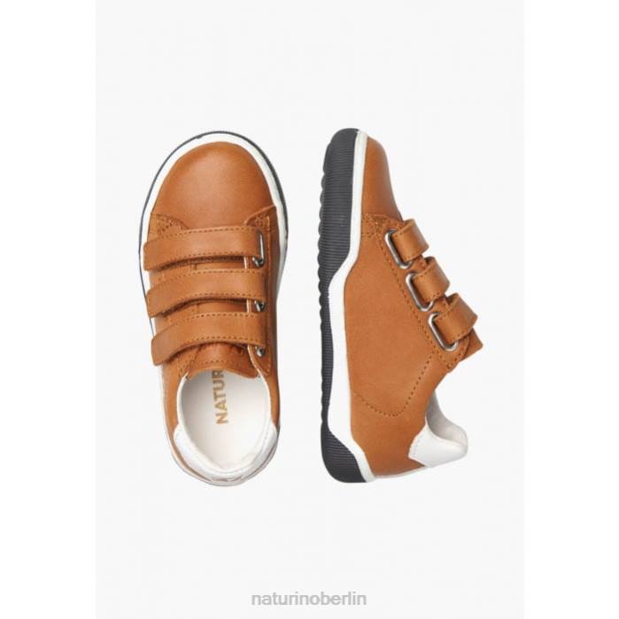 de Naturino Kinder Klippe vl Ledersneaker mit Klettverschluss Weiß-Cognac 822X518