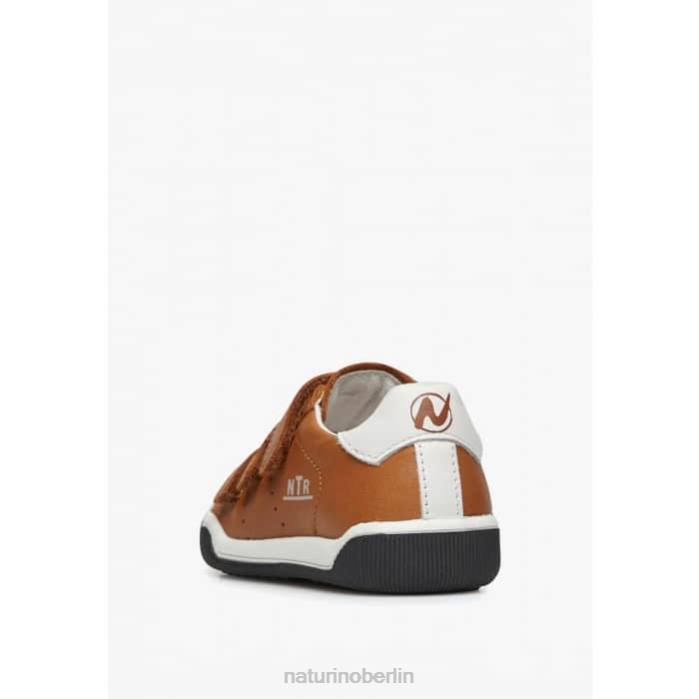 de Naturino Kinder Klippe vl Ledersneaker mit Klettverschluss Weiß-Cognac 822X518