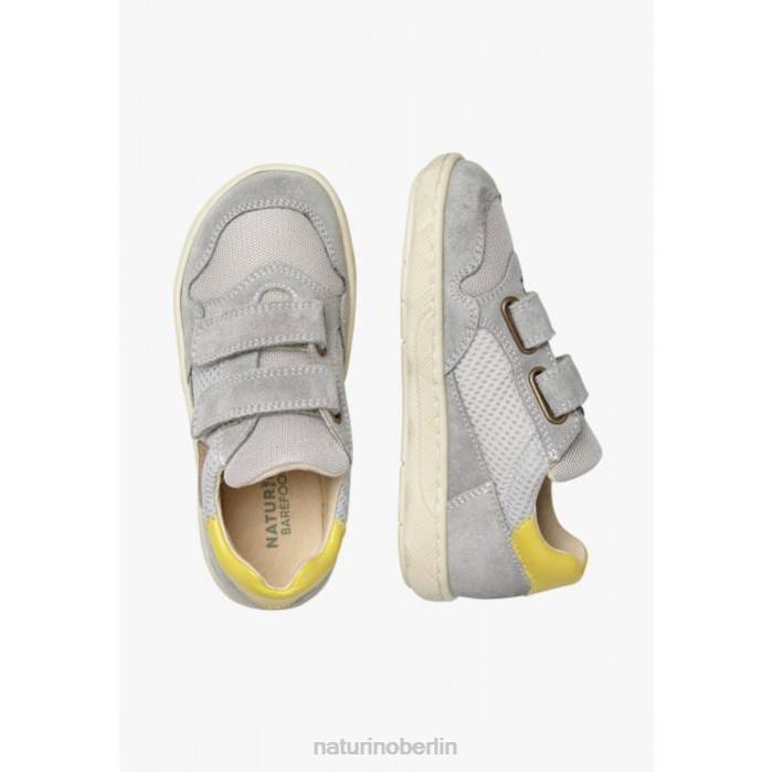 de Naturino Kinder Lilox vl Sneakers aus Wildleder und Stoff grau-gelb 822X478