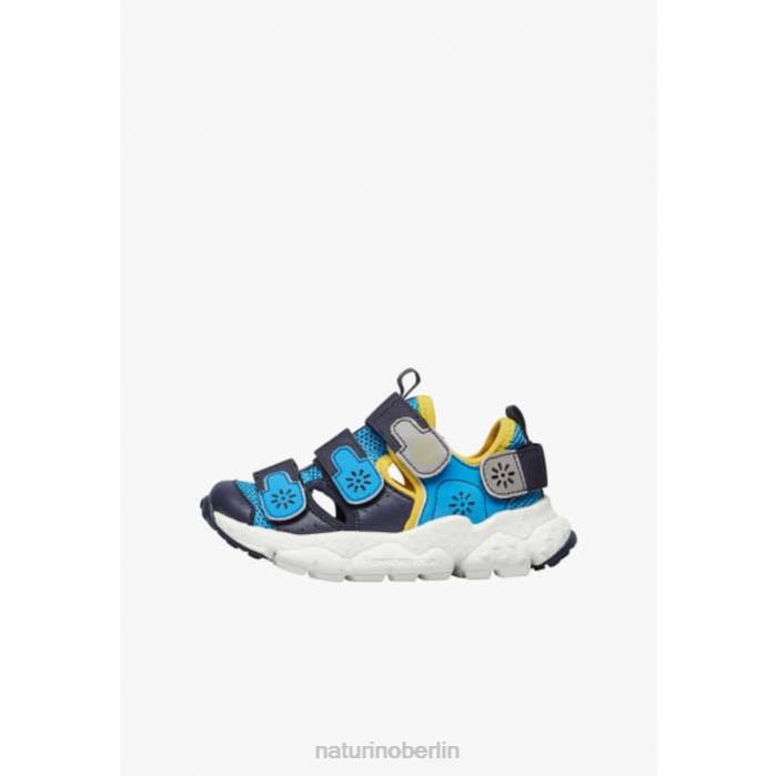 de Naturino Kinder Ray Junior vl. Turnschuhe aus Öko-Leder und Stoff marineblau-hellblau 822X30