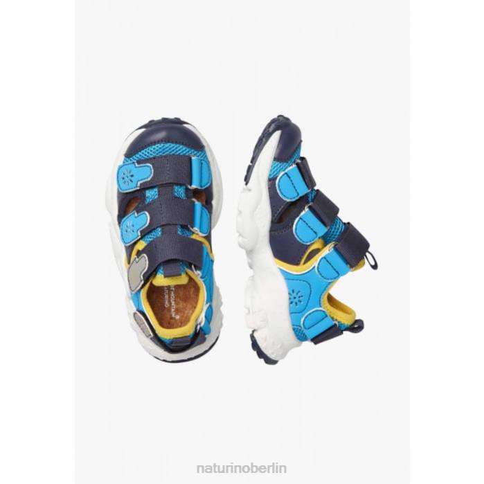 de Naturino Kinder Ray Junior vl. Turnschuhe aus Öko-Leder und Stoff marineblau-hellblau 822X30