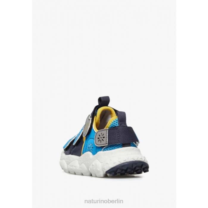 de Naturino Kinder Ray Junior vl. Turnschuhe aus Öko-Leder und Stoff marineblau-hellblau 822X30