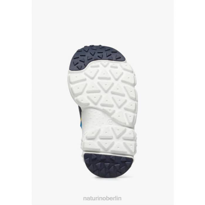 de Naturino Kinder Ray Junior vl. Turnschuhe aus Öko-Leder und Stoff marineblau-hellblau 822X30