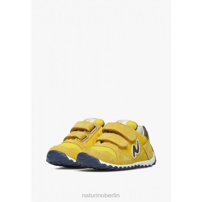 de Naturino Kinder Sammy 2 vl. Sneakers aus Leder und Stoff Gelb 822X381