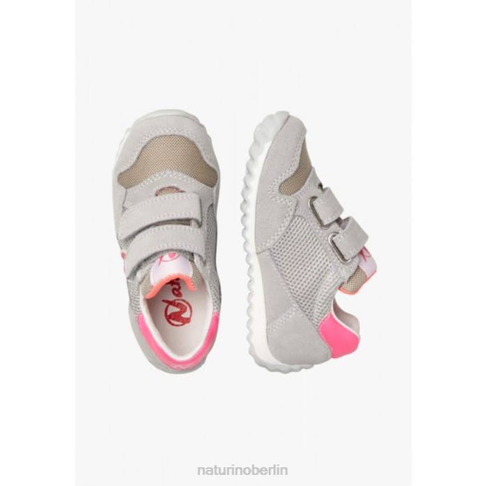 de Naturino Kinder Sammy 2 vl. Sneakers aus Leder und Stoff grau-fuchsia 822X517