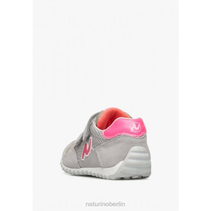 de Naturino Kinder Sammy 2 vl. Sneakers aus Leder und Stoff grau-fuchsia 822X517
