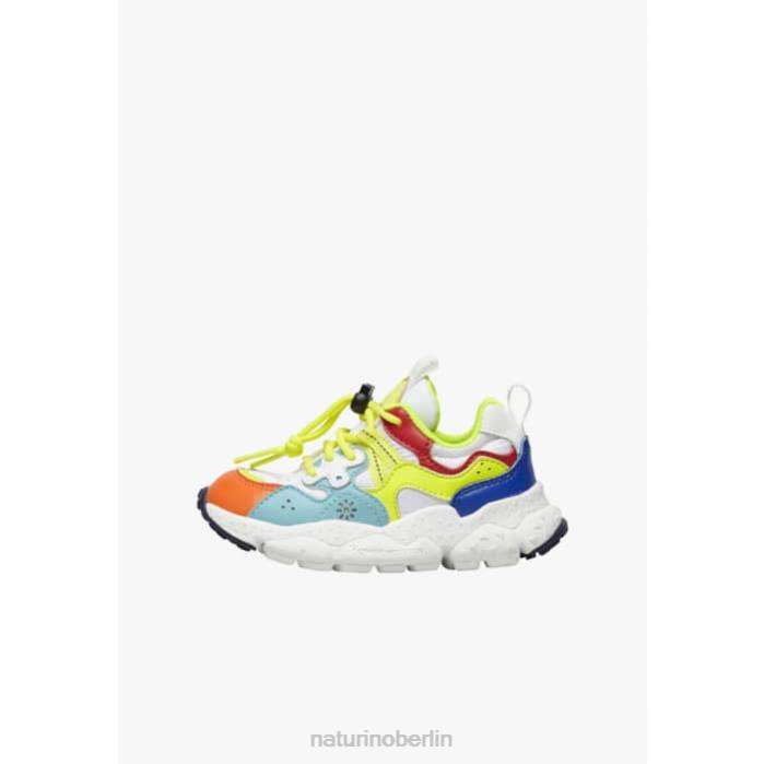 de Naturino Kinder Yamano 3 Junior. Sneakers aus Öko-Leder und technischem Stoff Türkis-Fluogelb 822X34