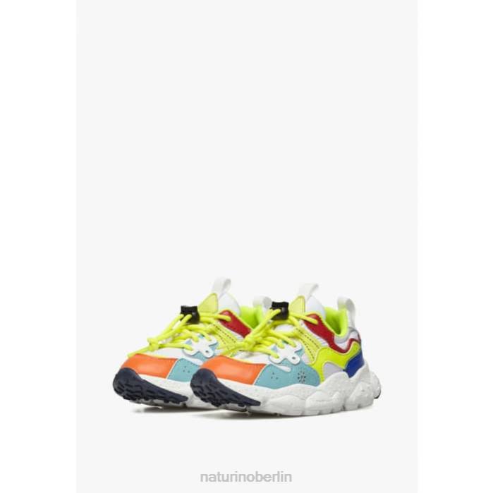 de Naturino Kinder Yamano 3 Junior. Sneakers aus Öko-Leder und technischem Stoff Türkis-Fluogelb 822X34