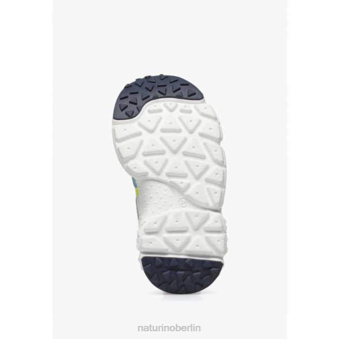 de Naturino Kinder Yamano 3 Junior. Sneakers aus Öko-Leder und technischem Stoff Türkis-Fluogelb 822X34