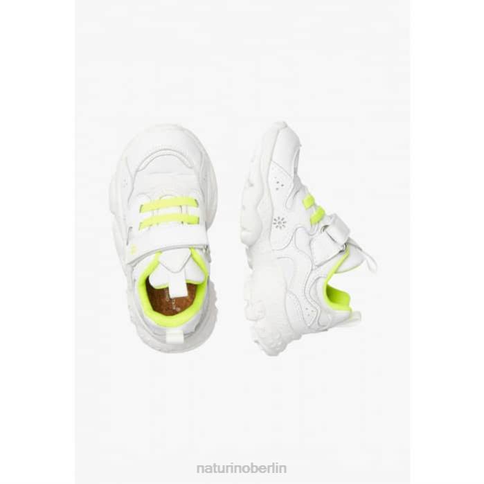 de Naturino Kinder Yamano 3 Vl Junior. Sneakers aus Kunstleder und technischem Stoff Weiß-Fluogelb 822X41