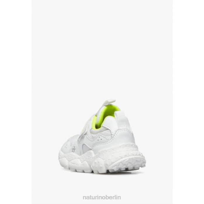 de Naturino Kinder Yamano 3 Vl Junior. Sneakers aus Kunstleder und technischem Stoff Weiß-Fluogelb 822X41