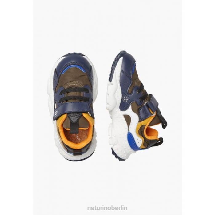 de Naturino Kinder Yamano 3 Vl Junior. Sneakers aus Kunstleder und technischem Stoff blau-orange 822X42