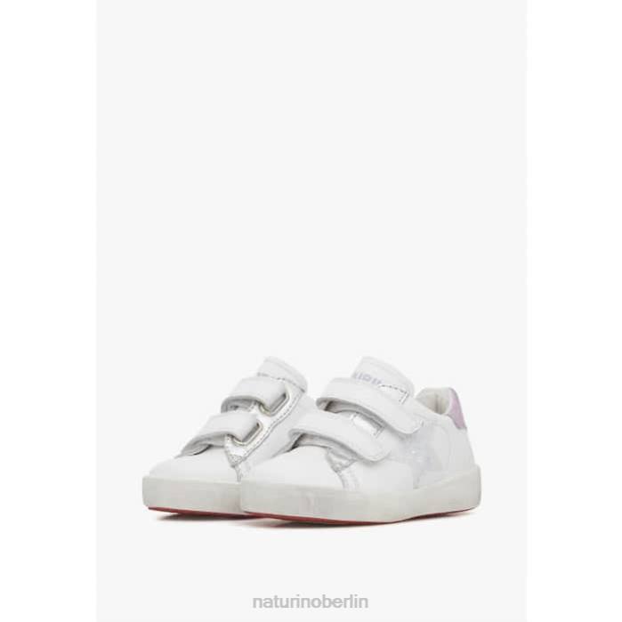 de Naturino Kinder annie vl Ledersneaker mit Sternaufnäher weiß-lila 822X385