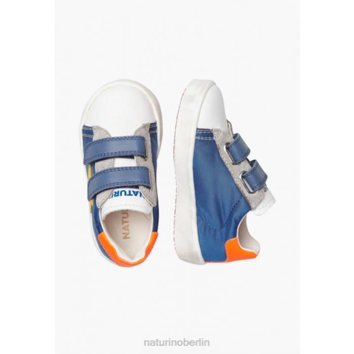 de Naturino Kinder annie vl Sneakers aus Leder und Stoff mit Sternaufnäher weiß Blau 822X430
