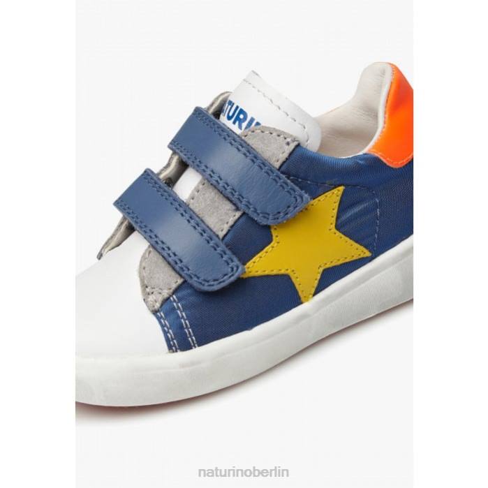 de Naturino Kinder annie vl Sneakers aus Leder und Stoff mit Sternaufnäher weiß Blau 822X430