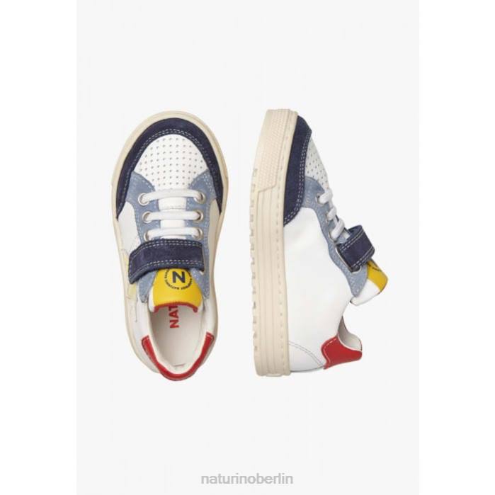 de Naturino Kinder auriel vl. Sneakers aus perforiertem Leder und Wildleder mit Stern weiß-marine 822X491