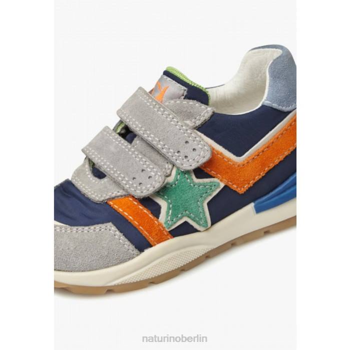 de Naturino Kinder evon vl Sneakers aus Wildleder und Stoff Grau Blau 822X401