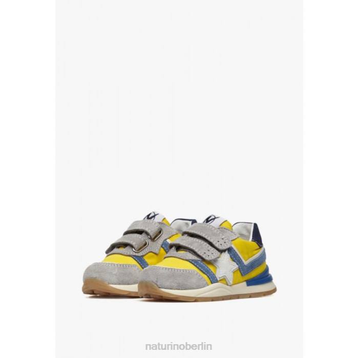 de Naturino Kinder evon vl Sneakers aus Wildleder und Stoff grau-gelb 822X441
