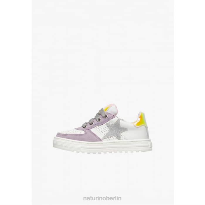 de Naturino Kinder hess zip. Sneakers aus Leder und Wildleder mit Reißverschluss weiß-lila 822X461