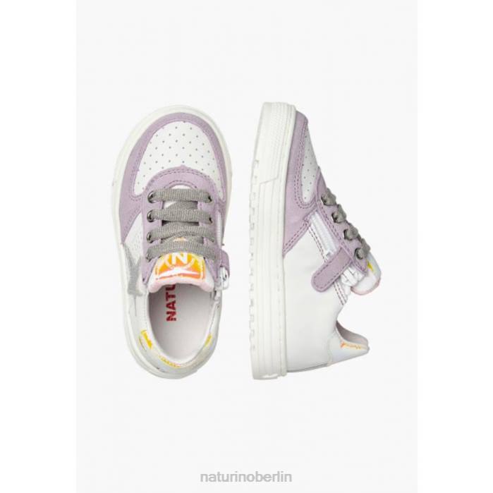 de Naturino Kinder hess zip. Sneakers aus Leder und Wildleder mit Reißverschluss weiß-lila 822X461
