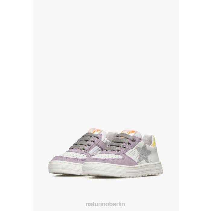 de Naturino Kinder hess zip. Sneakers aus Leder und Wildleder mit Reißverschluss weiß-lila 822X461