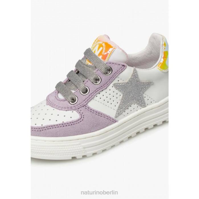 de Naturino Kinder hess zip. Sneakers aus Leder und Wildleder mit Reißverschluss weiß-lila 822X461