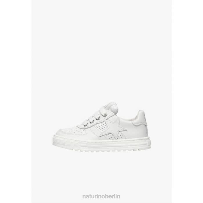 de Naturino Kinder hess zip. perforierte Ledersneaker mit Stern und Reißverschluss Weiss 822X363