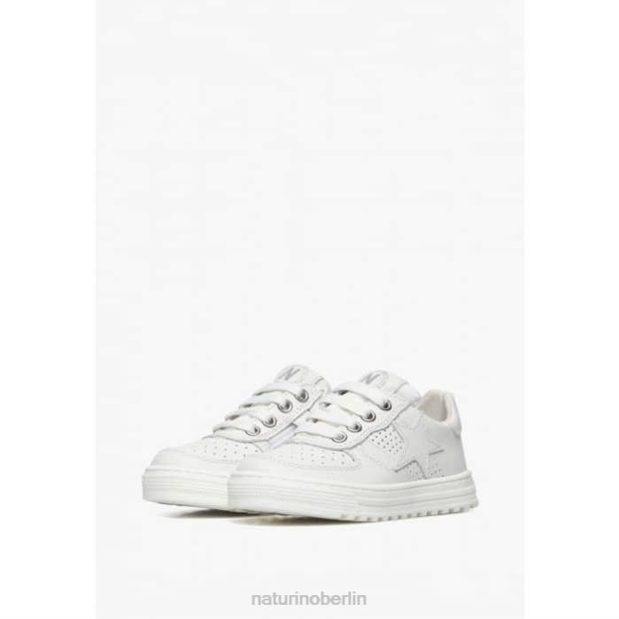 de Naturino Kinder hess zip. perforierte Ledersneaker mit Stern und Reißverschluss Weiss 822X363
