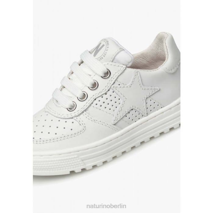 de Naturino Kinder hess zip. perforierte Ledersneaker mit Stern und Reißverschluss Weiss 822X363