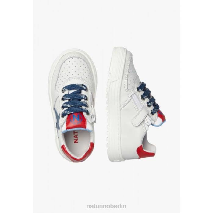 de Naturino Kinder hess zip. perforierte Ledersneaker mit Stern und Reißverschluss weiß Blau 822X480