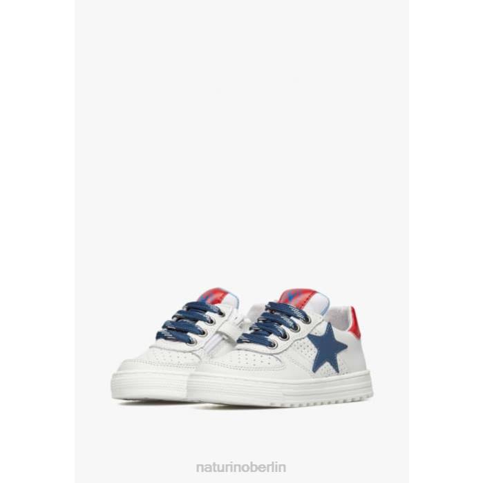 de Naturino Kinder hess zip. perforierte Ledersneaker mit Stern und Reißverschluss weiß Blau 822X480