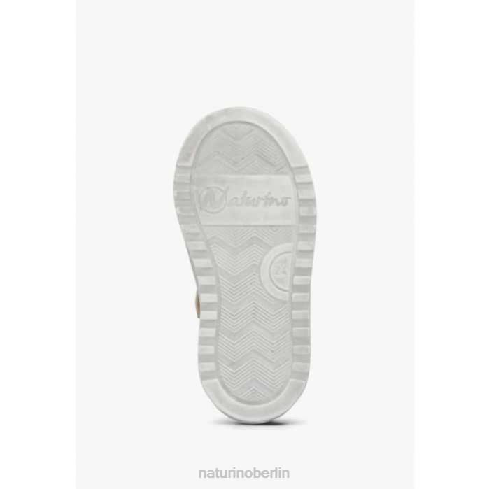 de Naturino Kinder hess zip. perforierte Ledersneaker mit Tierdetail Weiß-Platin 822X521