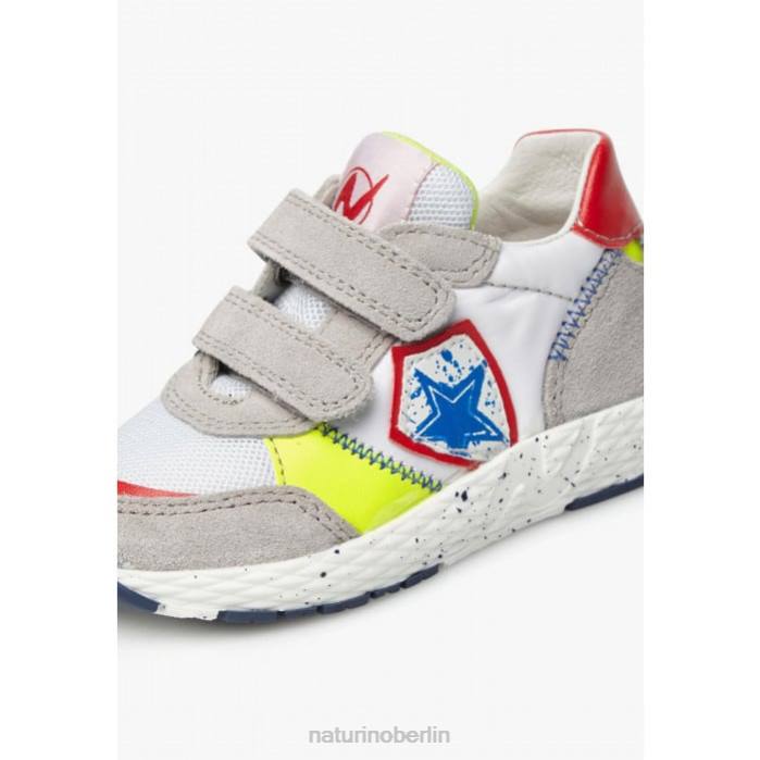de Naturino Kinder jesko star vl. Sneakers aus Wildleder und Stoff grau weiß 822X511